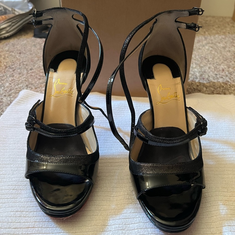 Christian Louboutin Black Open Toe Heels